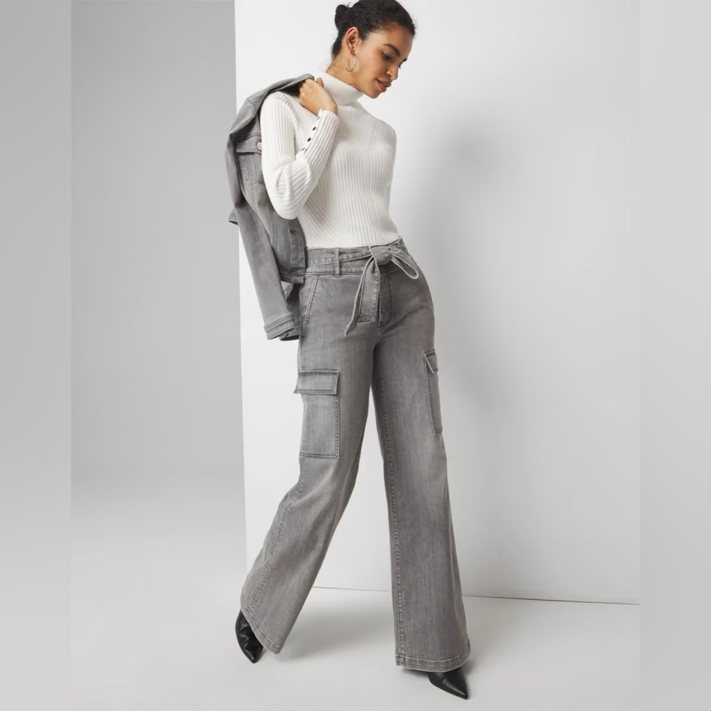 White House Black Market High rise cargo denim jeans